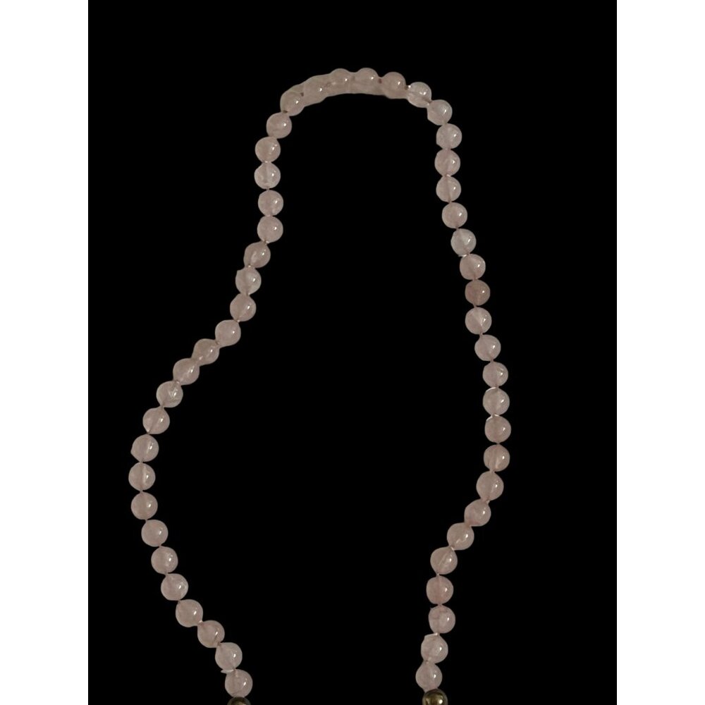 Vintage Rose Quartz Beaded Necklace w/Charms & Silver Accent Beads - Picture 15 of 16